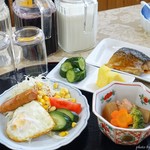 乗瀬高原荘 - 2019年4月　朝食はこんな感じで～(´▽｀)ボリューム満点！