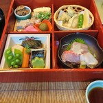 110943899 - お弁当。本当のほおずきに青梅の甘露煮が入っていました。