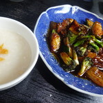 Muran - 自家製塩豚と季節野菜　中華粥　　　の味噌炒め　と