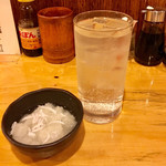 栃木屋 - 酎ハイ＠450円、お通し＠100円