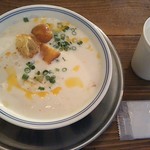 東京豆漿生活 - コチラが一番人気の【鹹豆漿(シェントウジャン)】税込486円の豆乳スープです.｡.:*･'(*°∇°*)'･*:.｡.