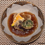 Tsubomi - 山芋饅頭にコリンキー、茄子、ブロッコリーの天ぷら