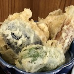 いちばん - ピーマン・茄子・玉葱・南瓜・竹輪の揚げたて天ぷら（２０１９．７．５）