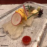 日本料理 TOBIUME - 虎魚と萩のﾊﾞﾌﾝ海胆