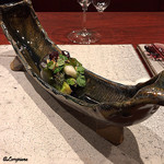 日本料理 TOBIUME - ｸﾞﾘｰﾝｱｽﾊﾟﾗと甲烏賊の木の芽和え