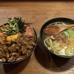 Sumibi Suteki Hidamari An - 3種盛肉丼(並)、牛かす煮そばセット♪