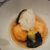 銀座 よし澤 - 海老真薯と丸茄子