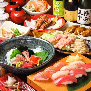 Tori Mommaimon Kyuushuu Umaimon - 刺身盛りをはじめ、九州各地の旨い食材を使用したお得コースは、お料理のみで3000円～ご用意しております！鳥門米門の名物「つくねキング」も♪
