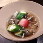 炭火割烹 白坂 - ホタテ　蓴菜の水貝