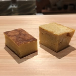 鮨 利﨑 - 玉子の厚焼きの握り。
      美味し。