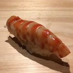 鮨 利﨑 - 車海老の握り。
      美味し。