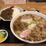 恵比寿 - ワンタンメン大盛り+手打ち麺。カレーセット。