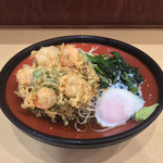そばの神田 東一屋 - アサソバビンボー！  
      朝そば＋えびかき揚げ！