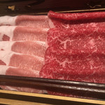 神戸牛 しゃぶしゃぶ おもき 離れ - 神戸牛赤身と松阪豚の合盛り