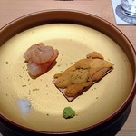 鮨 さかい - 増毛のボタン海老ヅケ、唐津の赤ウニ