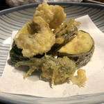 鳥田中 - 天ぷら（山科唐辛子･山科茄子・鱧）