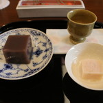 柚木元 - 自家製水羊羹、竜峡小梅焼酎漬け、無花果のアイスクリーム