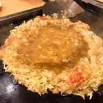 Monjayaki Okonomiyaki Shichifuku - 素晴らしい土手！崩壊なし^_^v