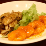 萬珍樓 - 海老と松笠イカの二種作り