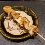 鮨 功 - 2019.7.ミル貝ヒモと肝の串焼き