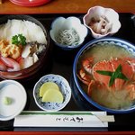 民宿・食事処 大島 - 大島食堂 「三色丼＋白うに」