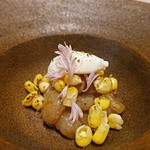 魚介のイタリア料理 murata - 赤車海老・トウモロコシ・マスカルポーネチーズ