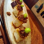 インディ庵 - 米茄子の肉味噌のせ。