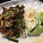 Sankai - 2019/07/10
                山海おまかせ定食
                もつ、とろろ、モロヘイヤ奴、牛スジ、ご飯、ミニ寿司
