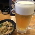 Yakitori Koubou - 生ビールにお通し。