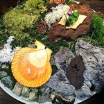 L'EAU - 水葉石（トマト･帆立･茗荷/花･ハーブ･ジャガイモ/フォアグラ･ポートワイン･カカオ）