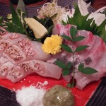 六吉 - 本日のお刺身からみやび鯛と活カンパチの盛り合わせ失念円