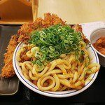 かつや - カレーうどんカツ丼(ライス大盛り)、から揚げ、エビフライ