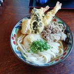 本格手打うどん 麺むすび - 海老天肉ぶっかけ大