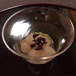 御料理 寺沢 - ﾎﾞﾀﾝ海老と山葵菜の柑橘ｼﾞｭﾚ