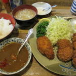とんかつ おさむ - ヒレカツ+カキフライ+カレー