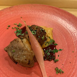 割烹 一楓 - 焼物：鴨 鴨と、ミンチにしたつくねのようなもの。 ミンチにしたお肉が好み。鴨も上質。和の鴨もいいかも