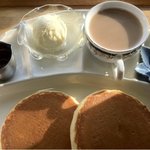 喫茶ゆうほ～ - パンケーキセット400円。アイスつき
