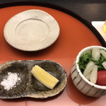 天ぷら小泉 たかの - ラッキョウのドレッシングのサラダ