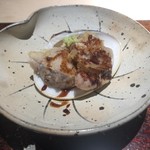 菊鮨 - 蛤（千葉）の天ぷら。器も綺麗。