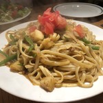 関谷スパゲティ - カレーミート（平打ち麺）W盛（680円＋300円）