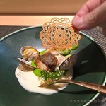 しまなみふれんち Murakami - コショウダイのポワレ　あさり　ホタテのおせんべい