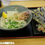 純手打ち讃岐うどん 土三寒六 - ぬくめ+ナス天・ちくわ天