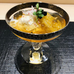Tenyuu Atsugase - ジュレ仕立てのお出汁と、組み上げ湯葉が冷たくて美味しい♡