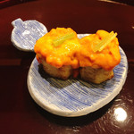 味享 - 茄子田楽と雲丹