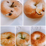 とべーぐる - 料理写真:全粒粉とチョコ、瀬戸内レモンちーず
カレーとパリパリソーセージ、富山産小松菜とカリカリベーコン、シェフ大澤のキーマカレー