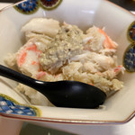 鮨よし - カニたっぷり乗ったカニ飯。多すぎて旦那さんに手伝ってもらいました。