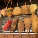 Kyou Obanzai To Kushiage Irodori - お野菜5本セット（500円）と、お肉5本セット（900円）です。お肉セットに赤いウインナーって有り？！