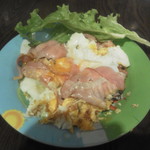 喫茶Y - ハムエッグ　玉子何個も使ってます