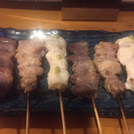 焼鳥 酉たけ - お任せ5本前半　ささみサビ焼き　はらみ　ハツ