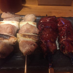 焼鳥 酉たけ - お任せ5本後半　ねぎ間とレバー　このレバーが絶品なんですよ